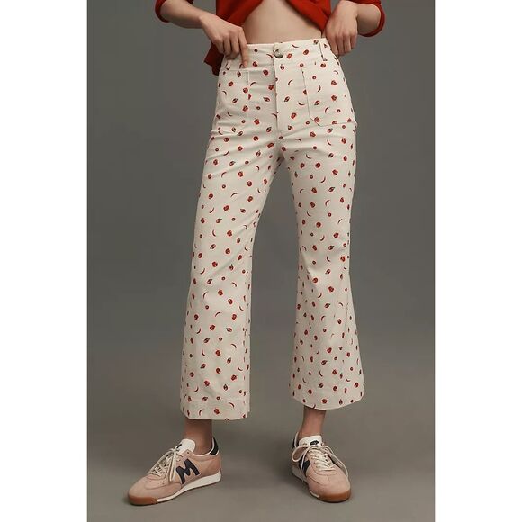 Anthropologie The Colette Cropped Wide-Leg Trousers by Maeve: Printed Linen Edit - Picture 2 of 10